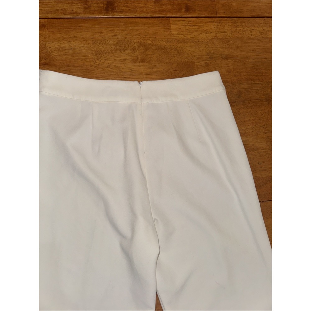 Posh Couture Off White Flare Leg Pants Bow Tie Side Slit Wide Leg L Retail 249 - Picture 9 of 11